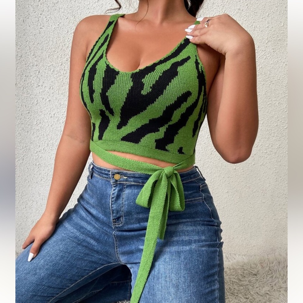 SHEIN | Zebra Print Wrap Sweater Top
